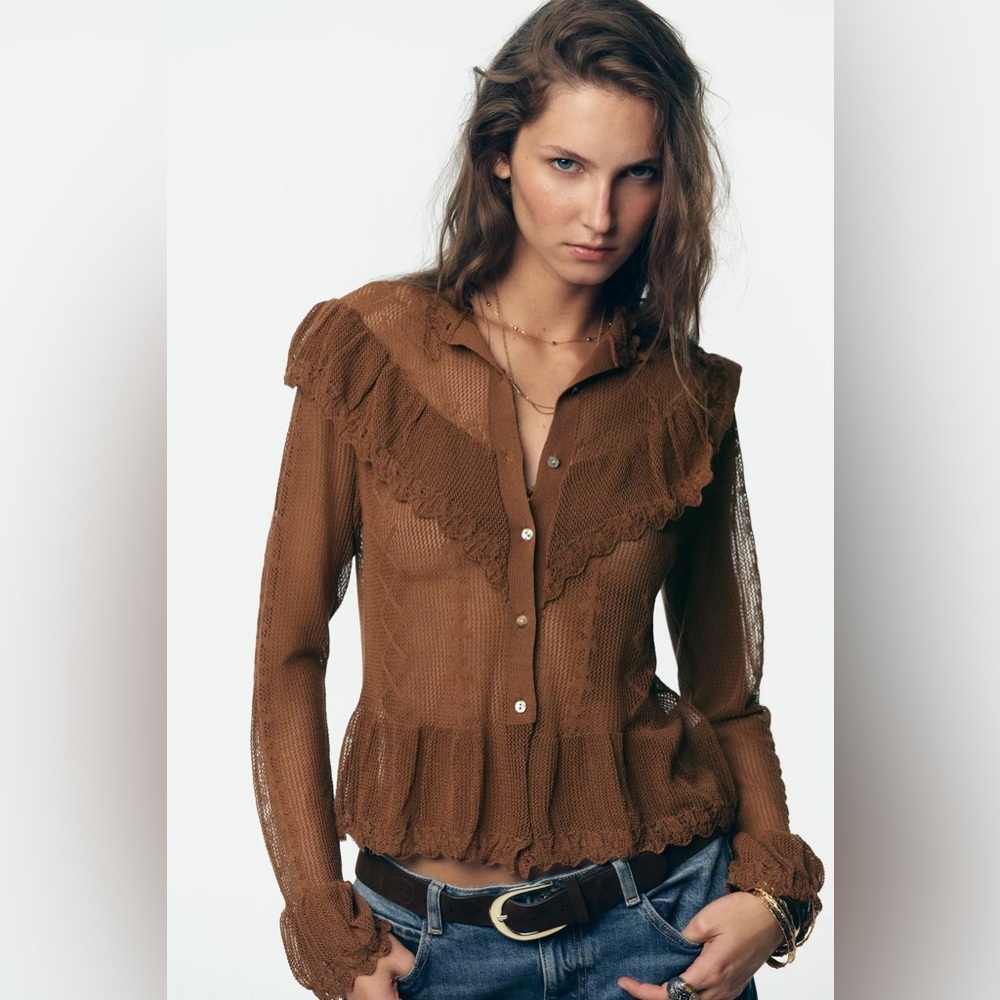 ZARA POINTELLE KNIT ROMANTIC JACKET